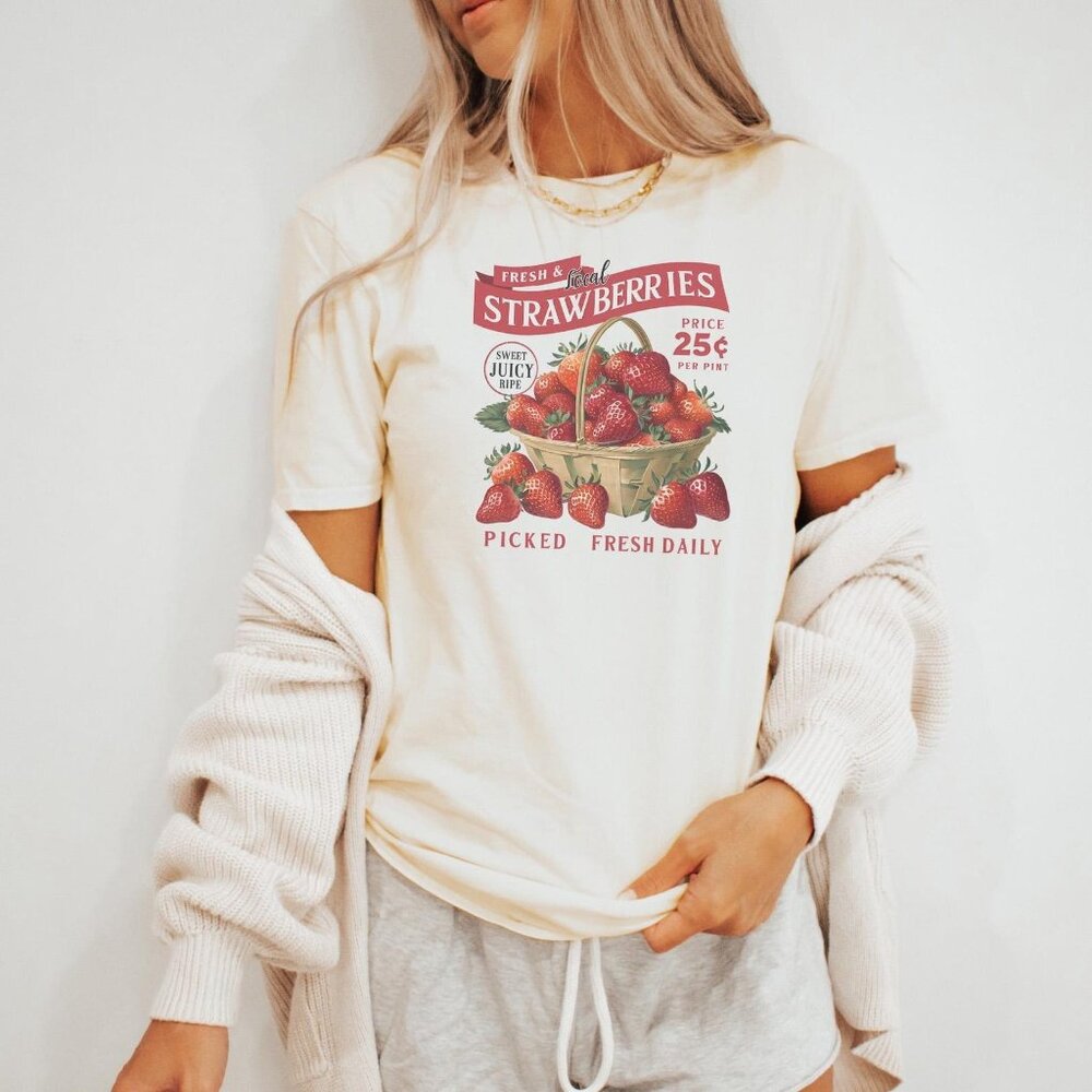Farmers Market Strawberry Tee Fresh Local Fruit T Shirts